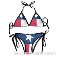Bag shrot Texas State Flag Sexy Harness Boxing Bikini Womenâ€s Halterneck Top and Sexy G-String Bikini Set Swimsuit B07CZ98TCK